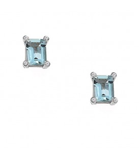 Ορθογώνια σκουλαρίκια με Άκουα μαρίνα και διαμάντια