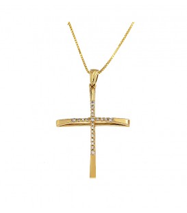 Φινετσάτος σταυρός με διαμάντια από κίτρινο χρυσό