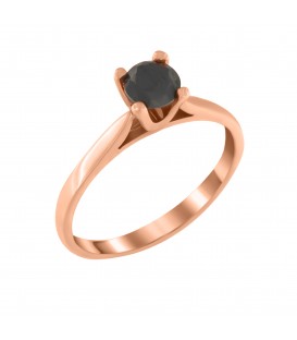 Δαχτυλίδι μονόπετρο από ροζ χρυσό με μαύρη πέτρα