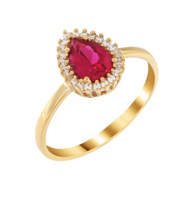 Δαχτυλίδι ροζέτα από χρυσό με κόκκινο ζιργκόν