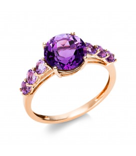 Εντυπωσιακό δαχτυλίδι με αμέθυστο από ροζ χρυσό