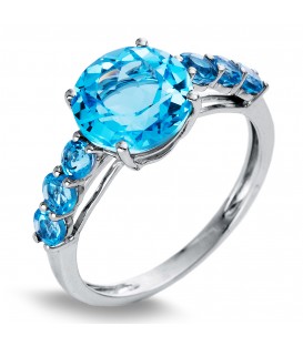 Εντυπωσιακό δαχτυλίδι με london blue τοπάζι από λευκό χρυσό