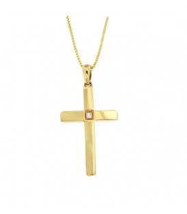 Φινετσάτος σταυρός με διαμάντι από κίτρινο χρυσό