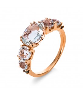 Εντυπωσιακό δαχτυλίδι με αμέθυστο και ζαφείρια από ροζ χρυσό