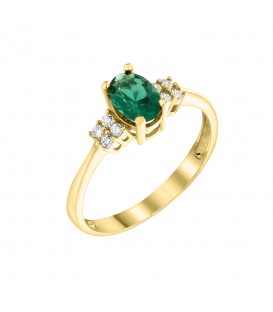 Δαχτυλίδι από κίτρινο χρυσό με πράσινο ζιργκόν