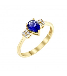 Δαχτυλίδι από κίτρινο χρυσό με μπλε ζιργκόν