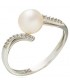 Ring whitegold with zircon and pearl