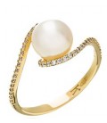 Ring gold with zircon and pearl