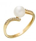 Ring gold with zircon and pearl