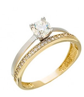 Ring whitegold and gold with zircon