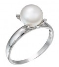 Ring whitegold with zircon and pearl