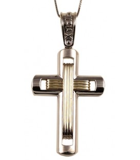 Cross for men whitegold and gold