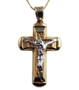 Cross for men whitegold and gold