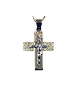 Cross for men whitegold and gold