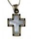 Cross for women gold with zircon and mother of pearl