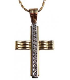 Cross for women whitegold and gold with zircon