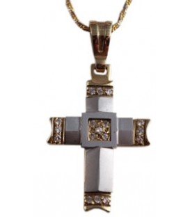 Cross for women whitegold and gold with zircon