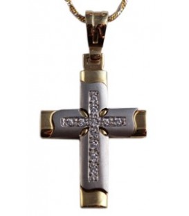 Cross for women whitegold and gold with zircon