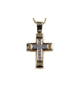 Cross for women whitegold and gold with zircon