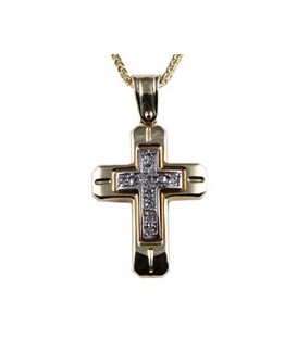 Cross for women whitegold and gold with zircon