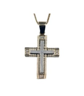 Cross for women whitegold and gold with zircon