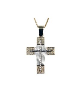 Cross for women whitegold and gold with zircon