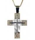 Cross for women whitegold and gold with zircon