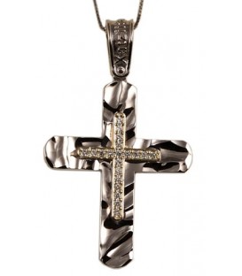 Cross for women whitegold and gold with zircon