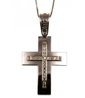 Cross for women whitegold and gold with zircon