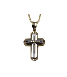 Cross for men whitegold and gold