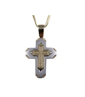 Cross for men whitegold and gold