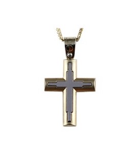 Cross for men whitegold and gold