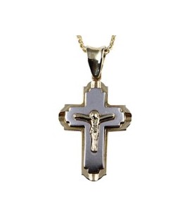 Cross for men whitegold and gold