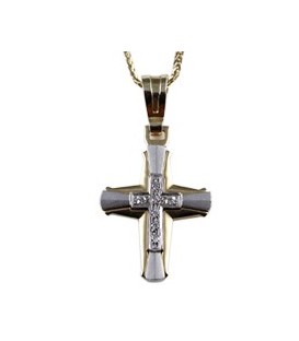 Cross for women whitegold and gold with zircon