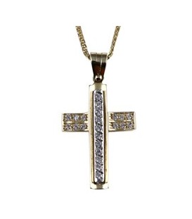 Cross for women whitegold and gold with zircon