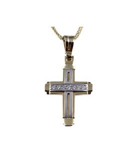 Cross for women whitegold and gold with zircon