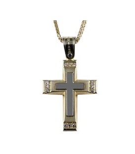 Cross for women whitegold and gold with zircon