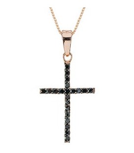 Cross for women red gold with zircon