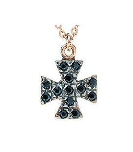 Cross for women red gold with zircon