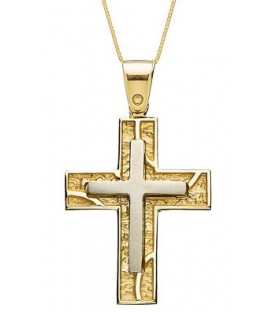 Cross for men whitegold and gold