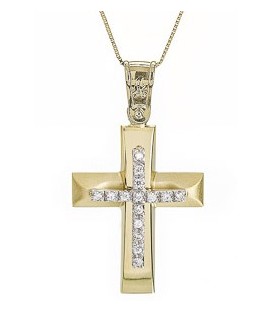 Cross for women whitegold and gold with zircon