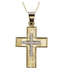 Cross for women whitegold and gold with zircon