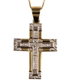 Cross for women whitegold and gold with zircon