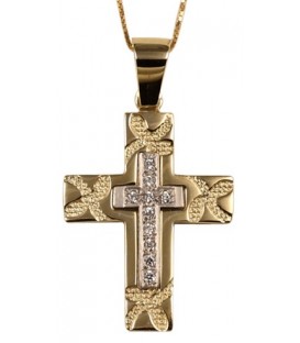 Cross for women whitegold and gold with zircon