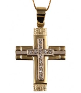 Cross for women whitegold and gold with zircon