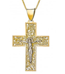 Cross for men whitegold and gold