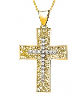 Cross for women whitegold and gold with zircon