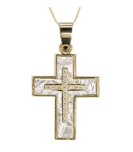 Cross for women whitegold and gold with zircon