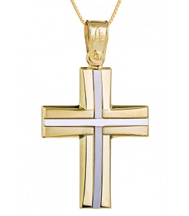 Ανδρικός βαπτιστικός σταυρός δίχρωμος