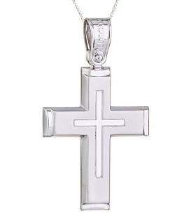 Ανδρικός βαπτιστικός σταυρός από λευκόχρυσο